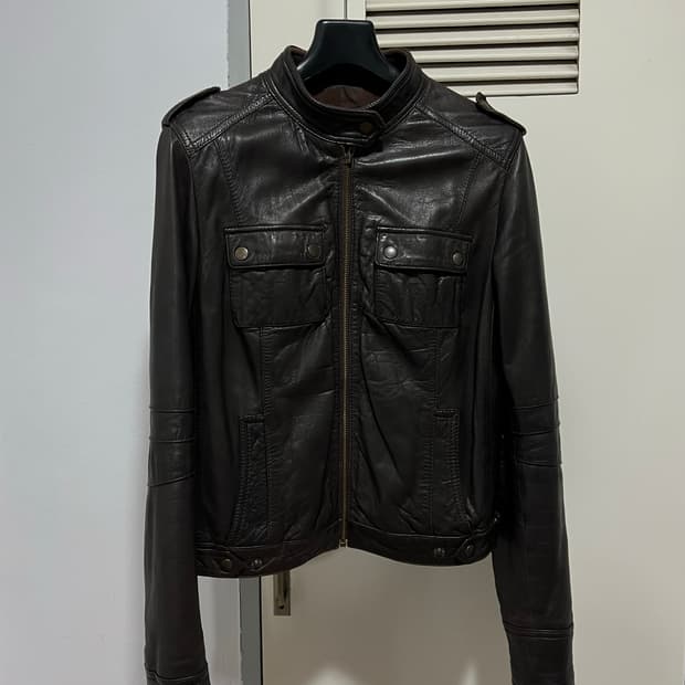 브라운 리얼 레더 자켓