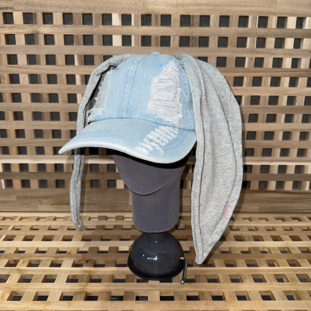 빈티지 토끼 귀 데님 캡