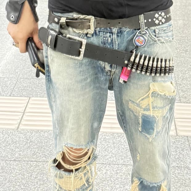 ( 초레어) 뉴락 80s 블렛 레더 벨트