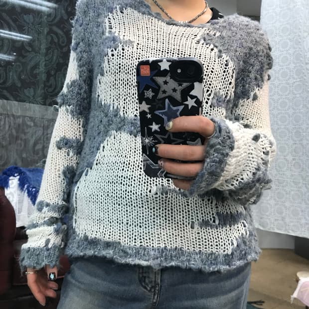 빈티지 여성 그물 니트 