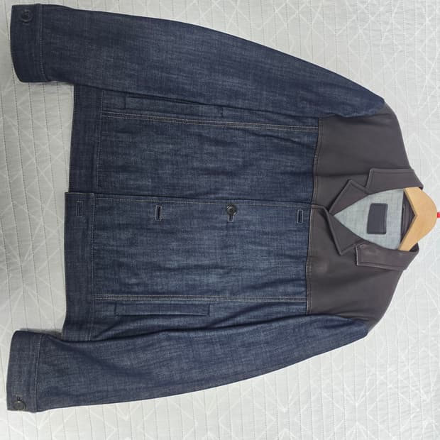 프라다(prada) 레더 패널 데님 자켓