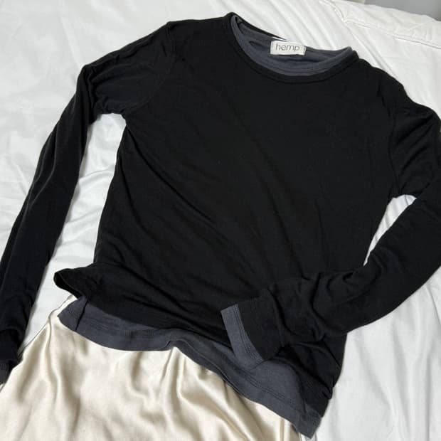 레이어드 티, gu 새틴 스커트 set