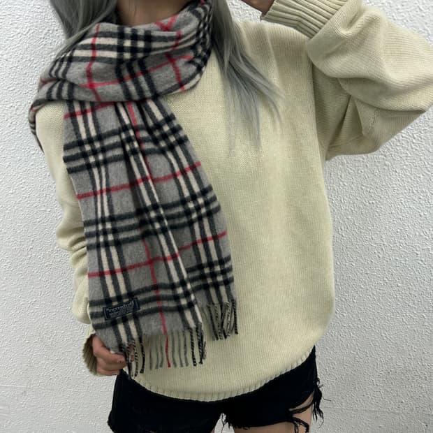 버버리 그레이 노바체크 캐시미어 머플러