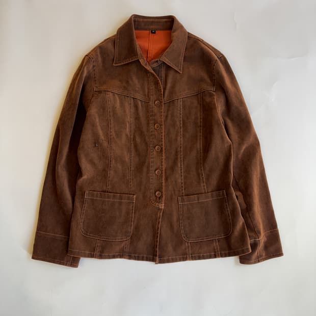 BROWN SUEDE BUTTON JACKET