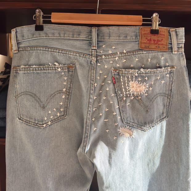 Levi’s 505 핸드메이드 사시코 커스텀 