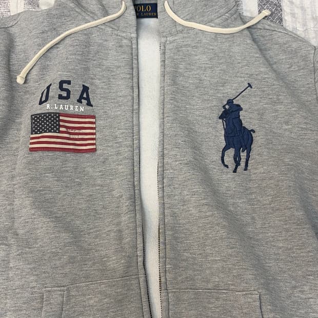 폴로 빅포니 자수 후드집업