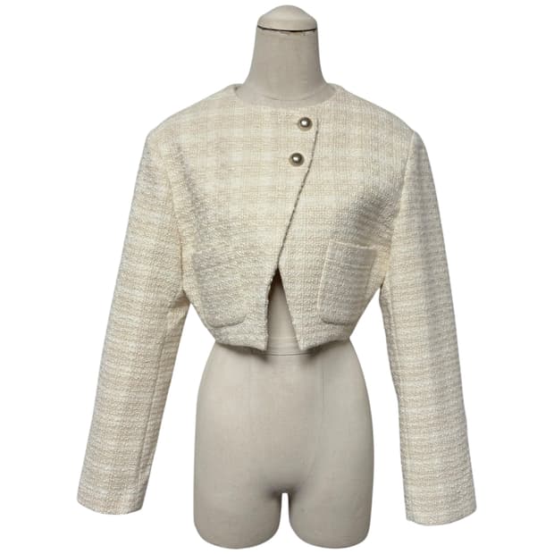 3693 아이보리 베이지 크롭 트위드자켓