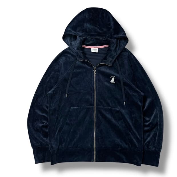 쥬꿀 쥬시 꾸뛰르 큐빅로고 벨벳 후드집업