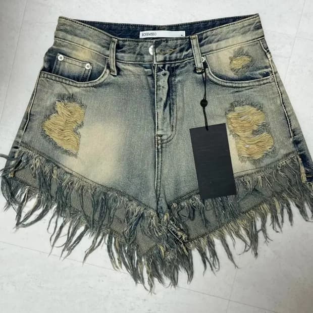 보헤미안서울 데미지 워싱 쇼츠 블루