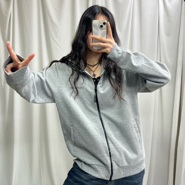 Calvin Klein gray hood zip-up