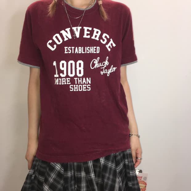 jpn vintage 컨버스 너드 버건디 레이어드 반팔