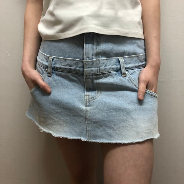 빈티지 데님 레이어드 미니 스커트