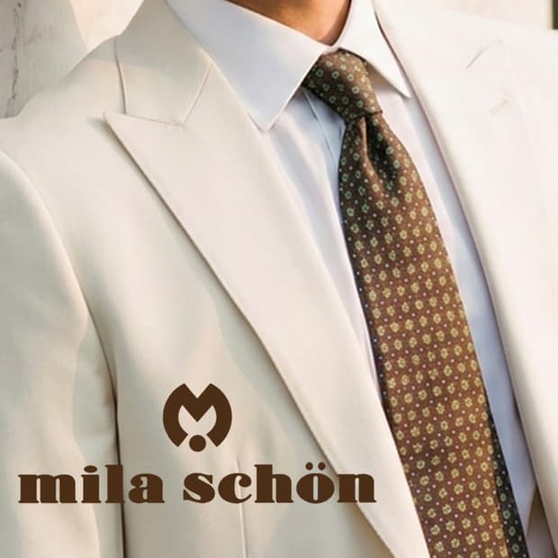 밀라숀 실크 브라운 플라워 패턴 넥타이 9.5cm A+등급 K2326