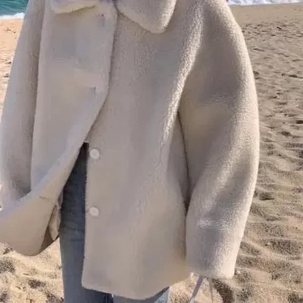 메이비베이비 디어리스트 양털 무스탕 뽀글이 퍼 자켓