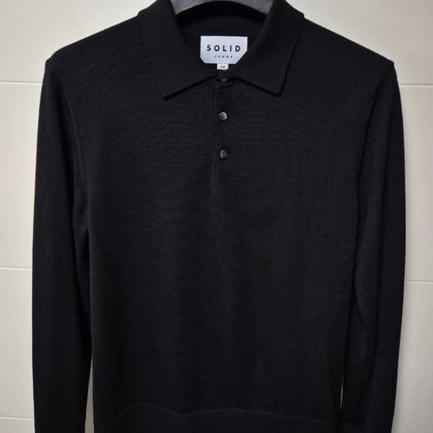 (46) 솔리드옴므 블랙 울 카라 니트