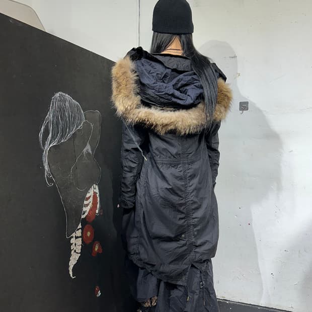 G.O.A 고아 가먼츠 피쉬테일 파카 개파카 빅후드 퍼 야상 자켓 L