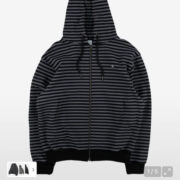 더콜디스트모먼트 스트라이프 후드집업 s