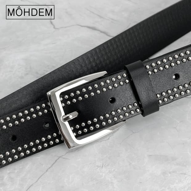 [Unisex]나노 스터드 소가죽 벨트