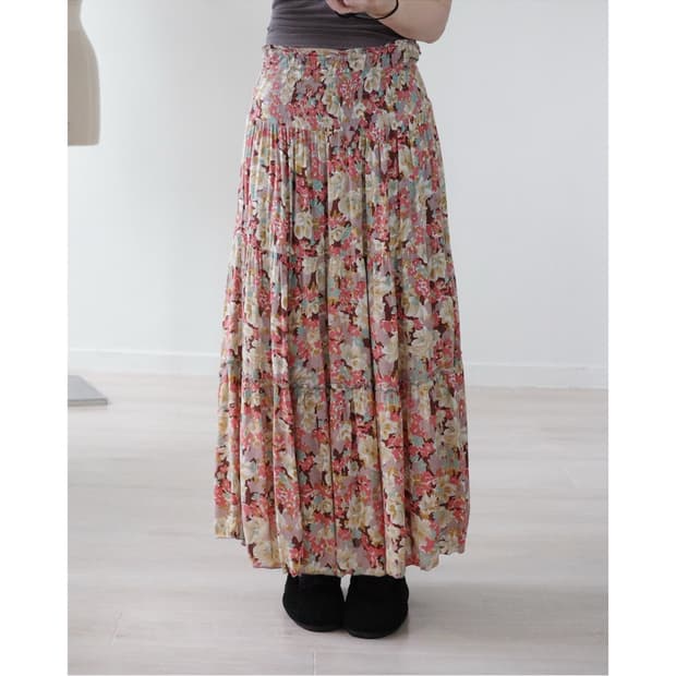 Theoria vintage floral tiered skirt