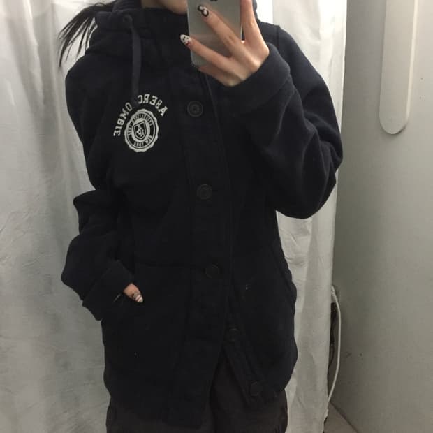 Abercrombie 아베크롬비 네이비 오버핏 기모 후드집업