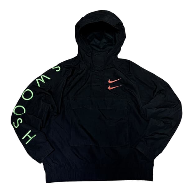 나이키 더블 스우시 아노락 블랙 후드 반집업