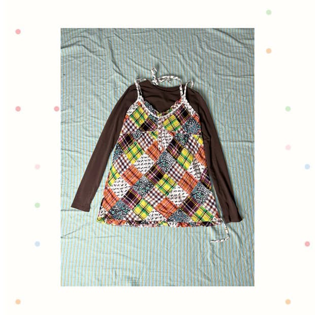 패치 패턴 슬리브리스