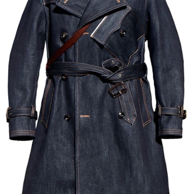 택새제품 WW1 대전용 Cidu Leatthers 데님 더블 트렌치코트