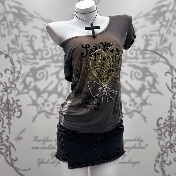 00's mesh cubic Y2K T-shirts