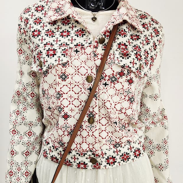 패턴 데님 자켓 