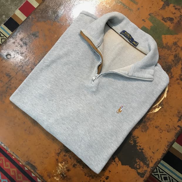 폴로랄프로렌 그레이 코튼 반집업 풀오버 남성 105 사이즈 