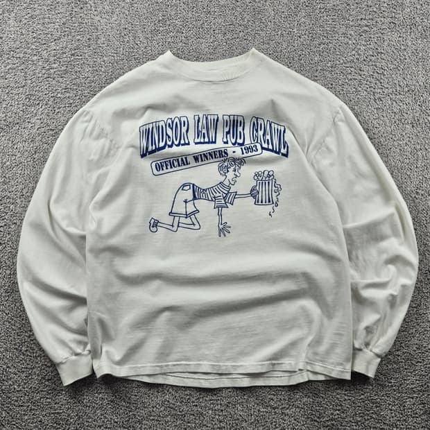 90's HANES 싱글스티치 윈저법대펍크롤 롱슬리브 (L)/ 11119