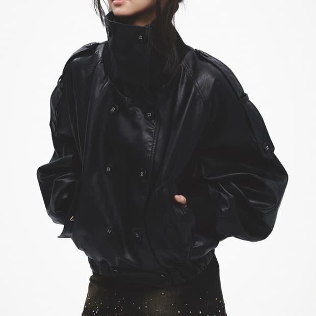 (새 상품) 테스트매커니즘 하이넥 가죽자켓 레더자켓