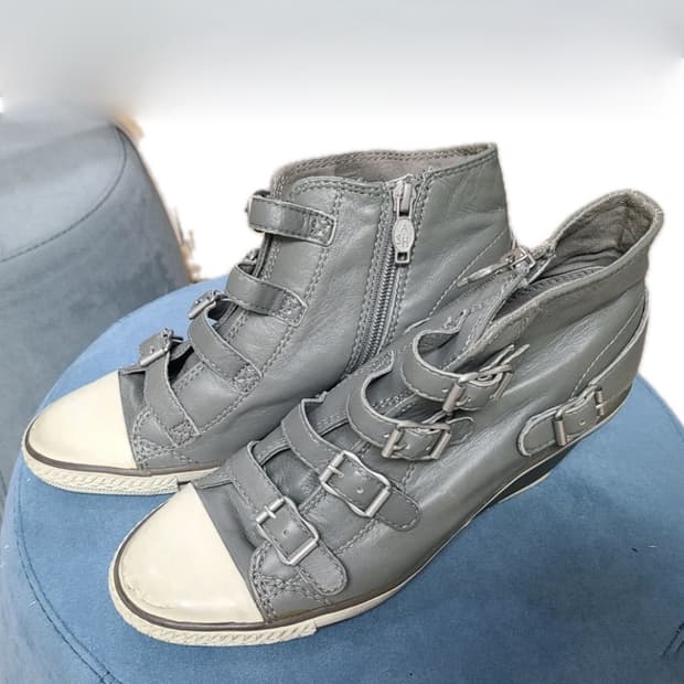 아쉬 그레이 웨지힐 스니커즈 39