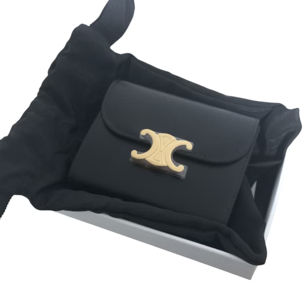 셀린느 트리옹프 스몰 플랫 지갑 블랙 