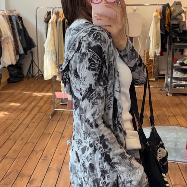 히스테릭글래머 스컬 볼레로 후드 가디건