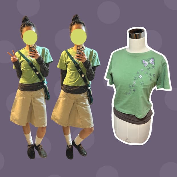 아보카도 색감! 버터플라이 그린 티셔츠