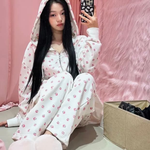 유희 플라워 패턴 후드집업