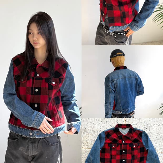 Dries Van Noten 2017 리워크 플란넬 데님 자켓