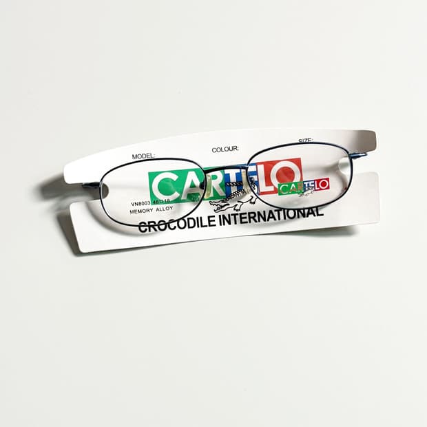 90s CARTELO 블루 메탈 슬림 스퀘어 빈티지 안경