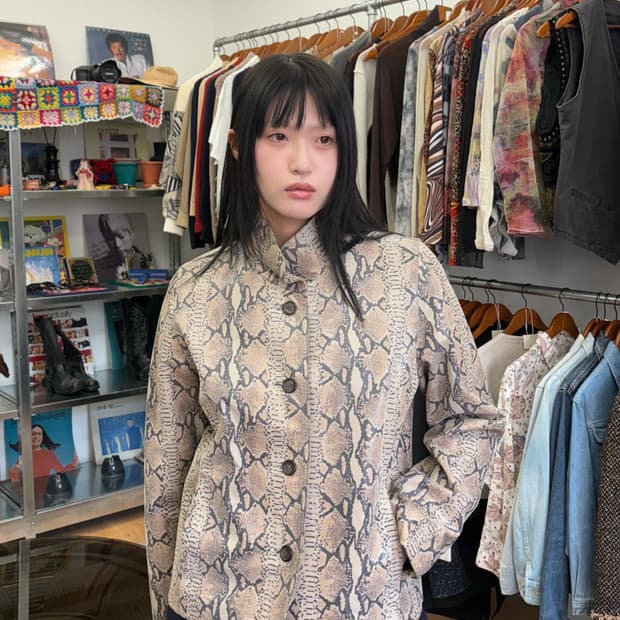 Python Pattern Leather Jacket