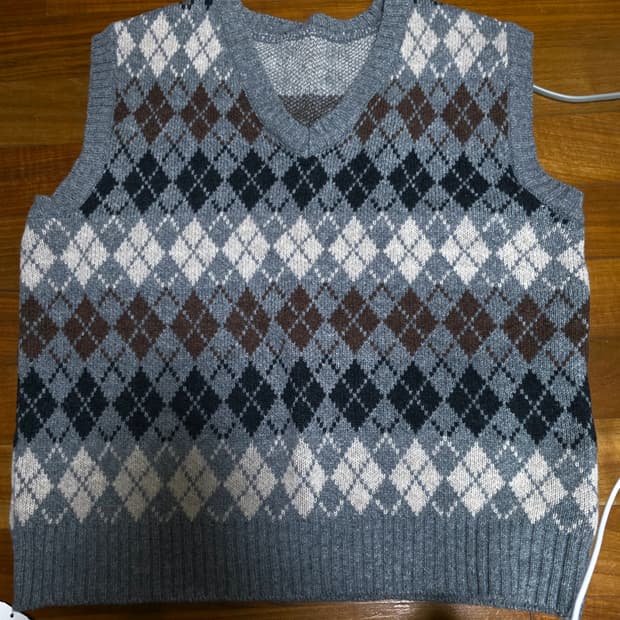 아가일 니트 조끼