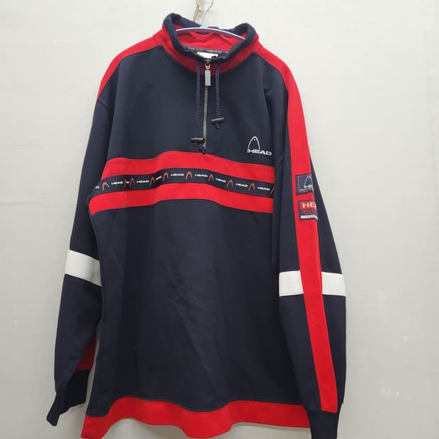 올드스쿨 헤드 로고 사이드라인 반집업 긴팔 L(XL)