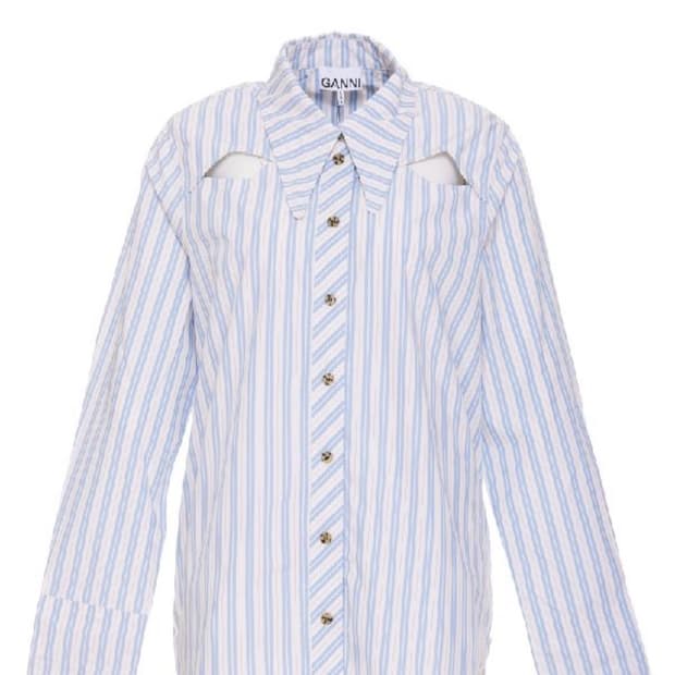 Ganni 가니 스트라이프 컷아웃 셔츠