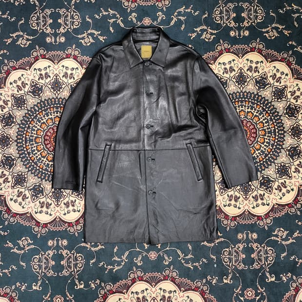 CRENCIA 레더 롱 자켓 (100)