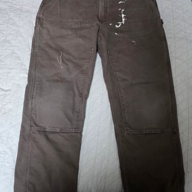 [42X32] 빈티지 칼하트 더블니 B136DKB 워크팬츠 페인트 DK3