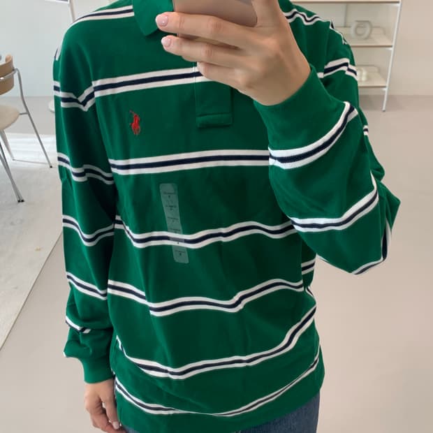 폴로 랄프로렌 스트라이프 긴팔 카라티 그린 S,M,L