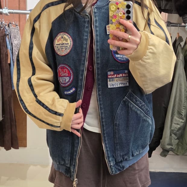 Amaiyuutsu 아마이유우츠 데님 바시티 자켓