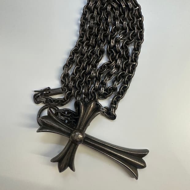 크롬하츠 목걸이 실버 펜던트 페이퍼체인 30인치 일체형