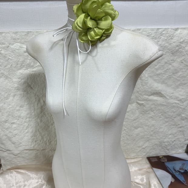 빈티지 플라워 스웨이드 목걸이 듀얼 허리띠