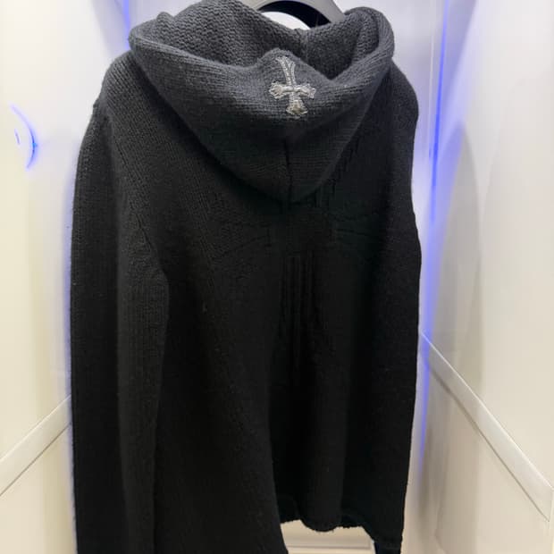 크롬하츠 레더패치 라지크로스 캐시미어 후드티 L